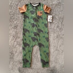 🌶️ NWT Rags to Raches Green and Brown Bison One Piece